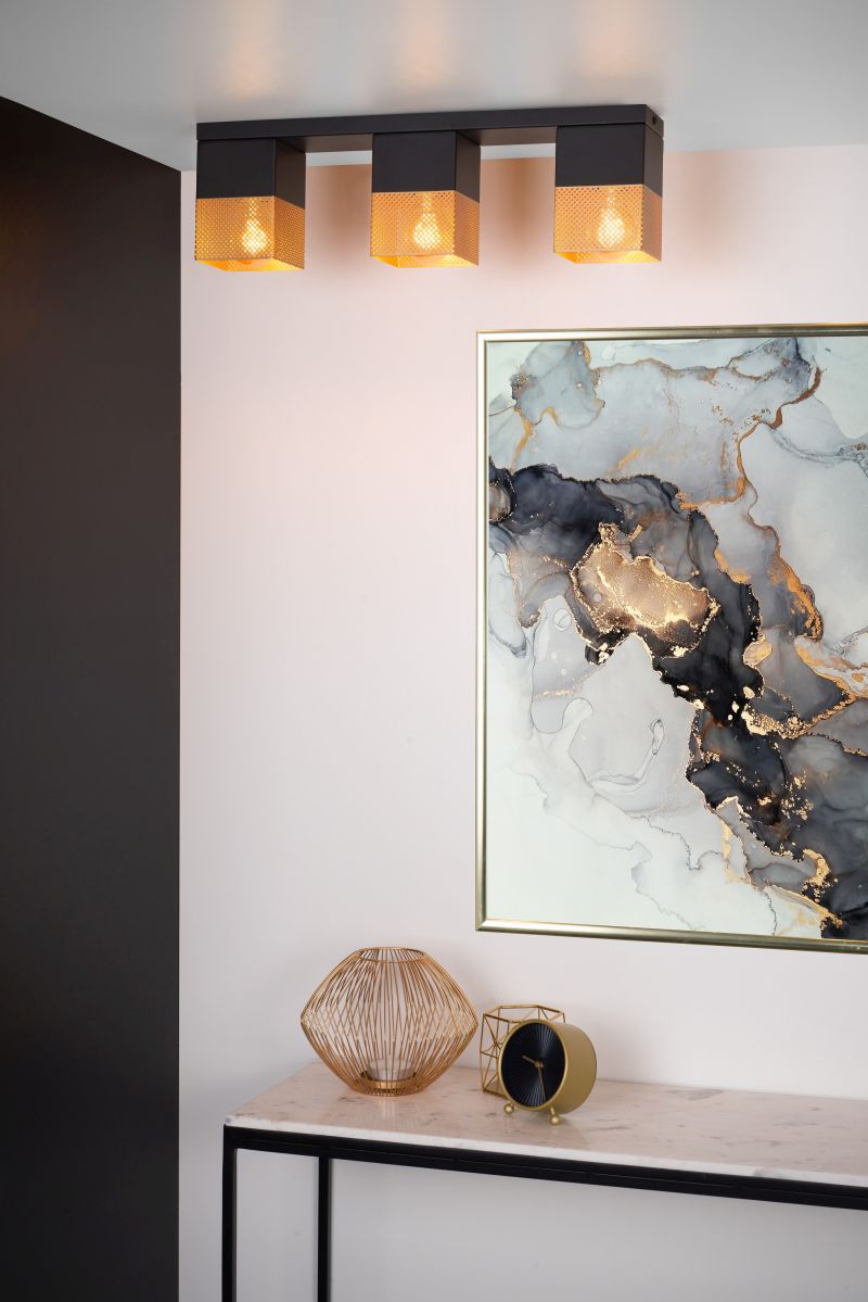 Lucide RENATE - Zapustené stropné svietidlo - 3xE27 - Matt Gold / Mosadz